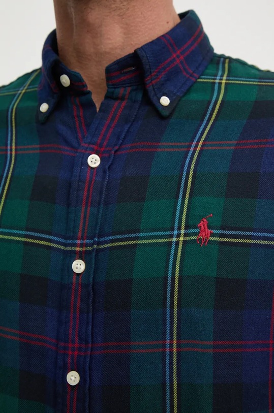 Βαμβακερό πουκάμισο Polo Ralph Lauren 710953351 πράσινο AW24