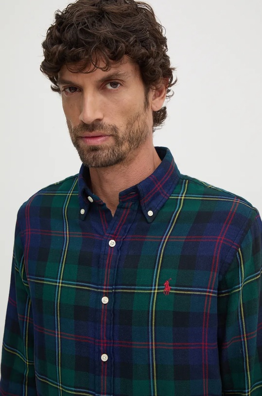 Βαμβακερό πουκάμισο Polo Ralph Lauren 710953351 πράσινο