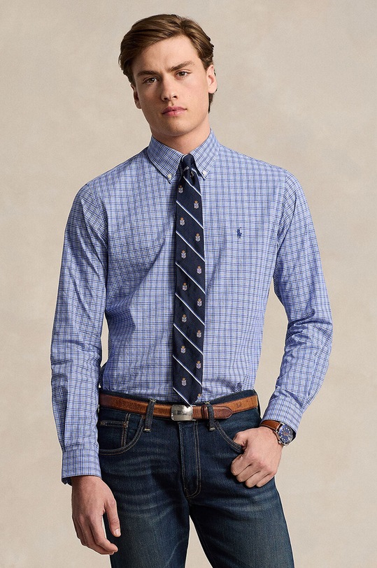 Polo Ralph Lauren koszula bawełniana wzorzyste niebieski 710953702