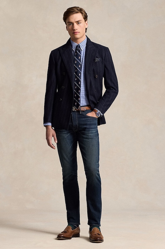 Odzież Polo Ralph Lauren koszula bawełniana 710953702 niebieski