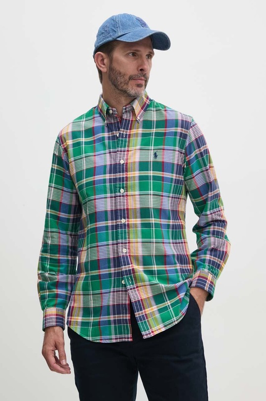 Хлопковая рубашка Polo Ralph Lauren узор зелёный 710953708