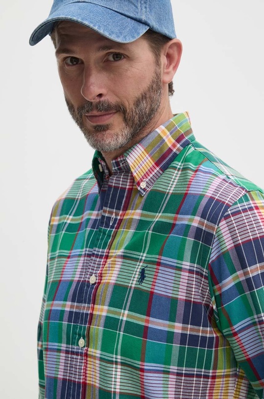 Хлопковая рубашка Polo Ralph Lauren зелёный 710953708