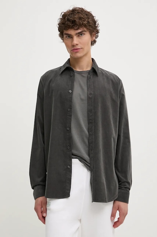 Samsoe Samsoe camasa din velur SALIAM lung gri M10000028