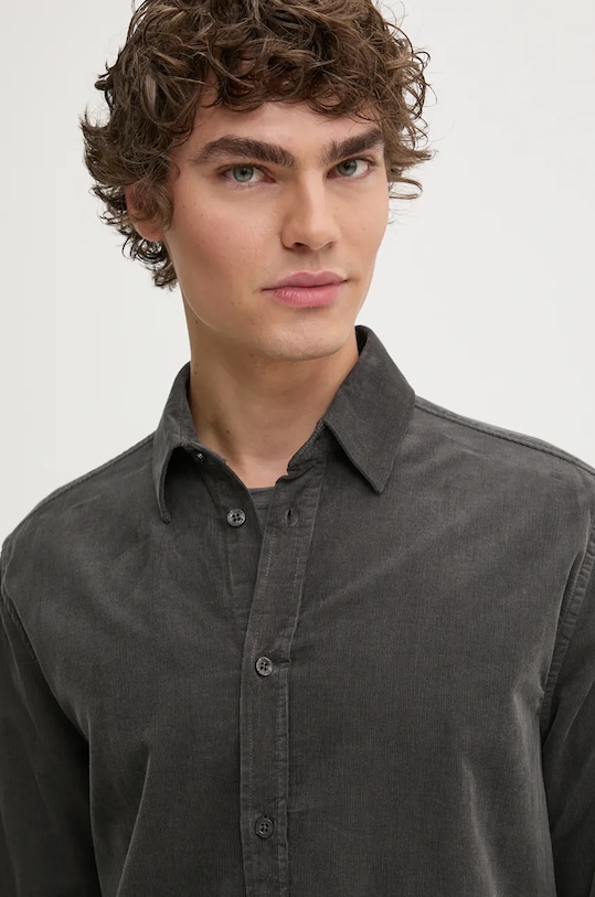 Samsoe Samsoe camasa din velur SALIAM gri M10000028