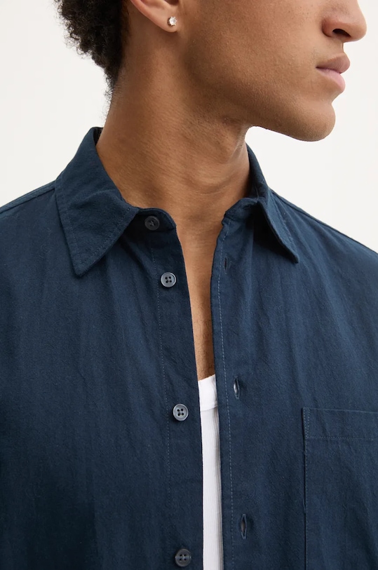 Бавовняна сорочка Samsoe Samsoe SALIAM M24300052 темно-синій AW24