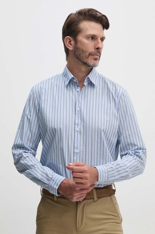 Sisley camasa din bumbac lung albastru 5B8SSQ03T