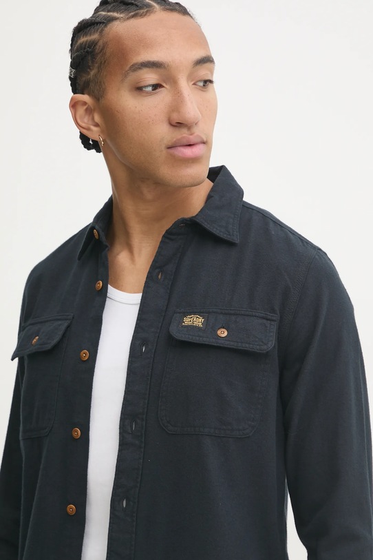 Bavlnená košeľa Superdry tmavomodrá M4010723A.12A