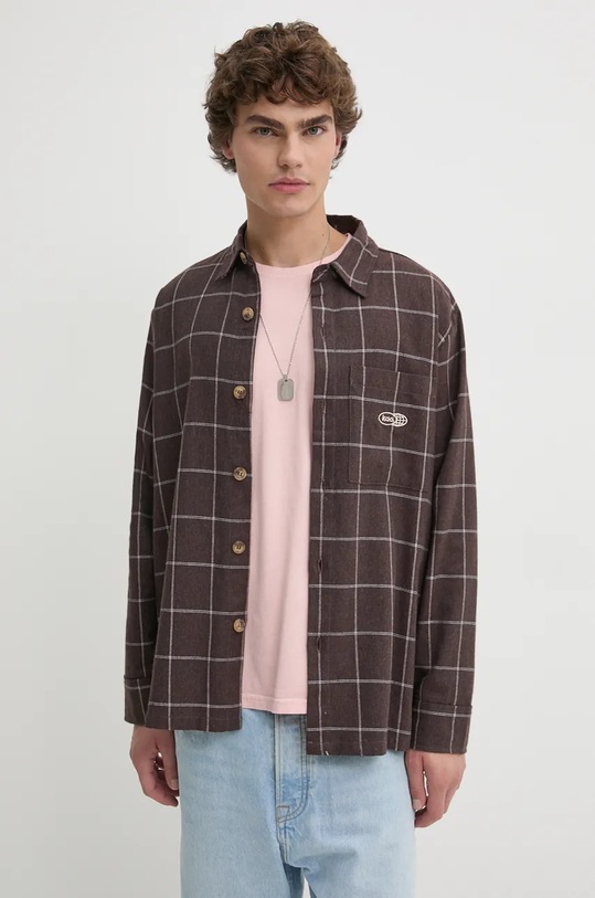 Bavlněná košile Kaotiko dlouhý hnědá AP004.01.1900