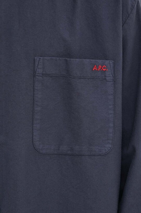 A.P.C. koszula bawełniana Chemise Mateo Logo COHAH.H12599 granatowy AW24