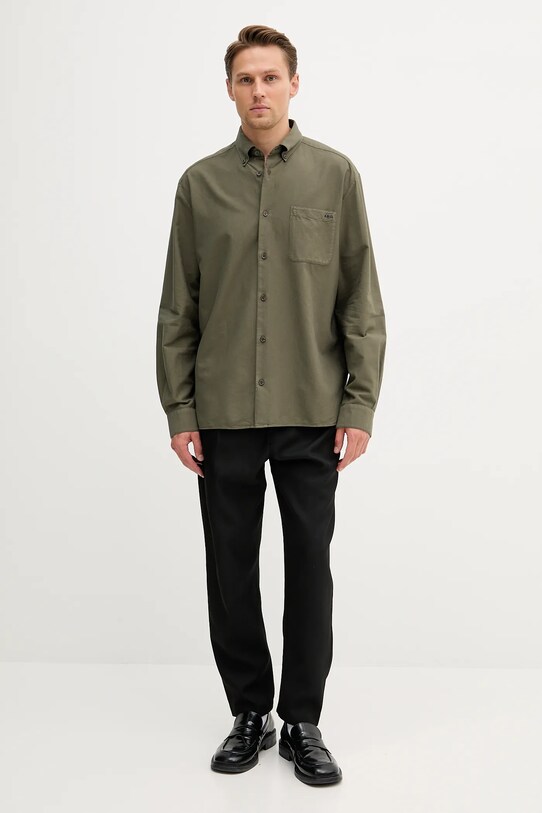 A.P.C. koszula bawełniana Chemise Mateo Logo COHAH.H12599 zielony AW25