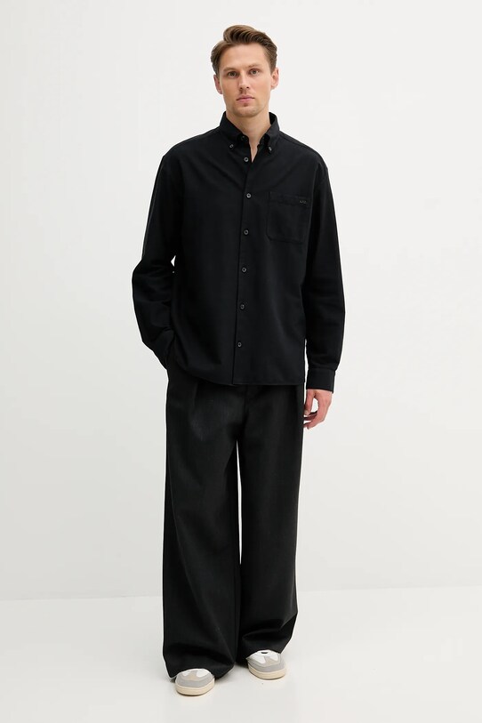 A.P.C. koszula bawełniana Chemise Mateo Logo COHAH.H12599 czarny AW25