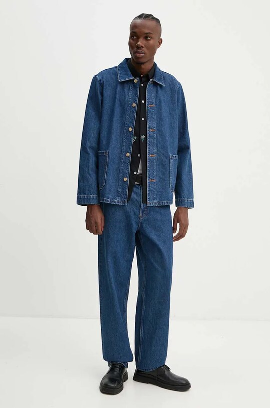 A.P.C. cămașă din denim veste kerlouan logo COHTD.H03205 bleumarin AW24