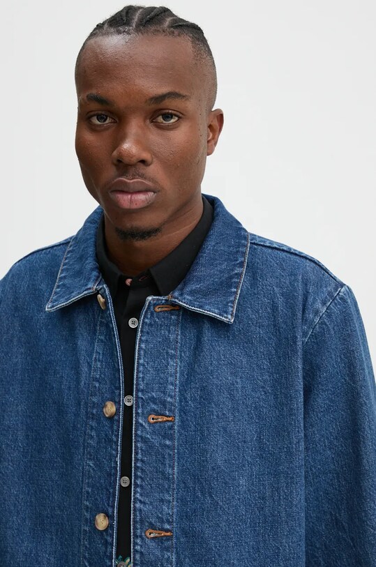 A.P.C. cămașă din denim veste kerlouan logo bleumarin COHTD.H03205