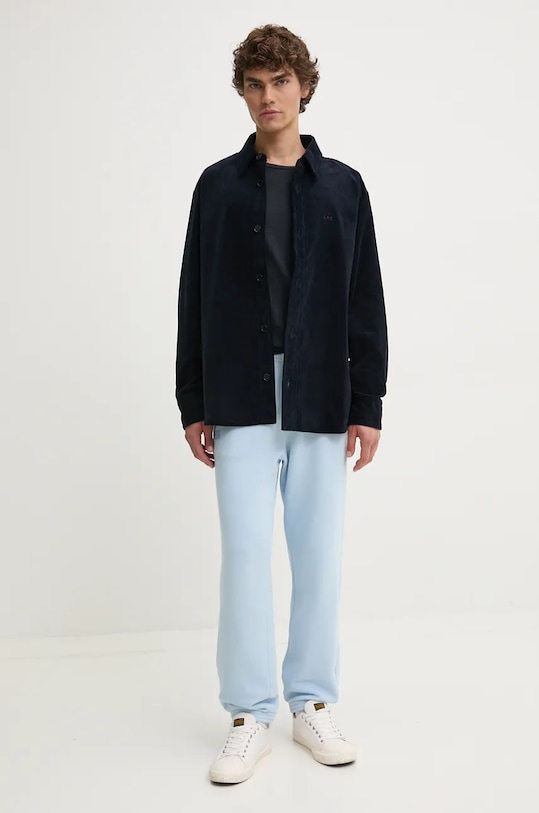 A.P.C. camasa din velur surchemise bobby COHBB.H02976 bleumarin AW24