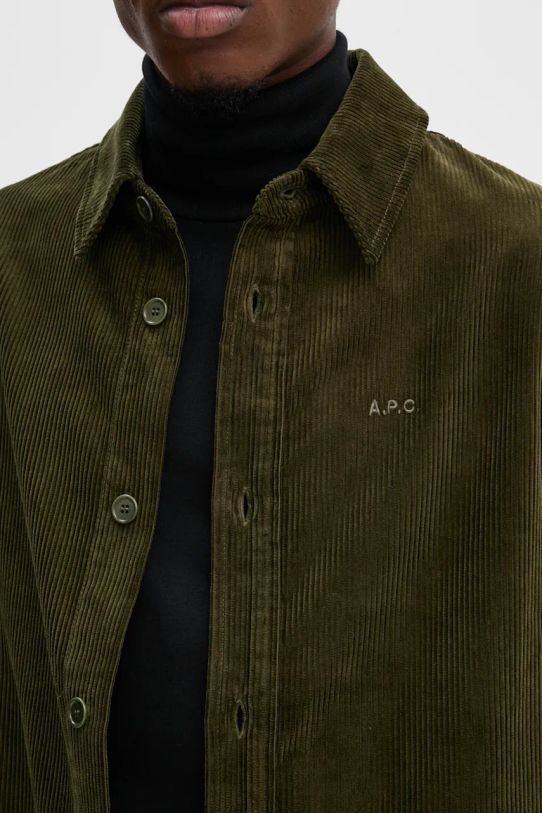 A.P.C. camasa din velur surchemise bobby COHBB.H02976 verde AW24