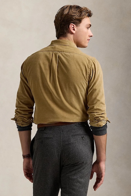 Bavlnená košeľa Polo Ralph Lauren 21W Corduroy 710853123 béžová AW24