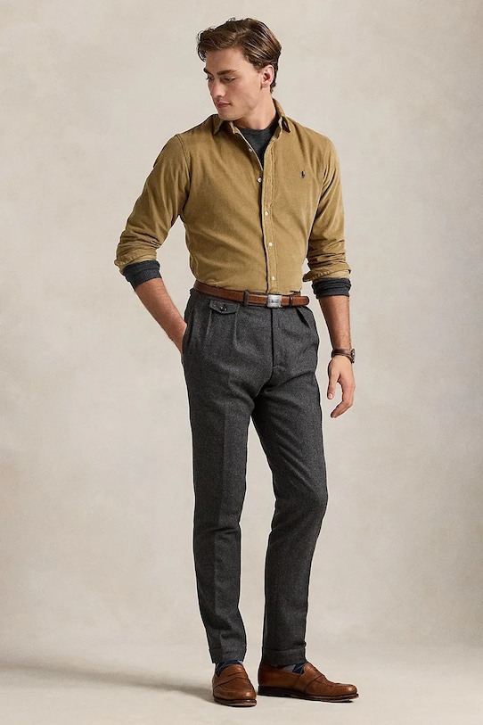 Oblečenie Bavlnená košeľa Polo Ralph Lauren 21W Corduroy 710853123 béžová