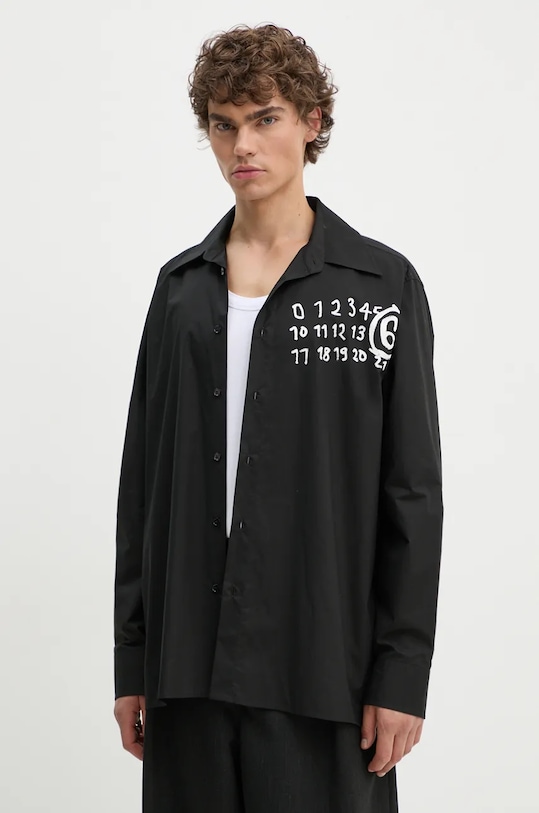 Bavlněná košile MM6 Maison Margiela potisk černá SH2DT0010.S47294