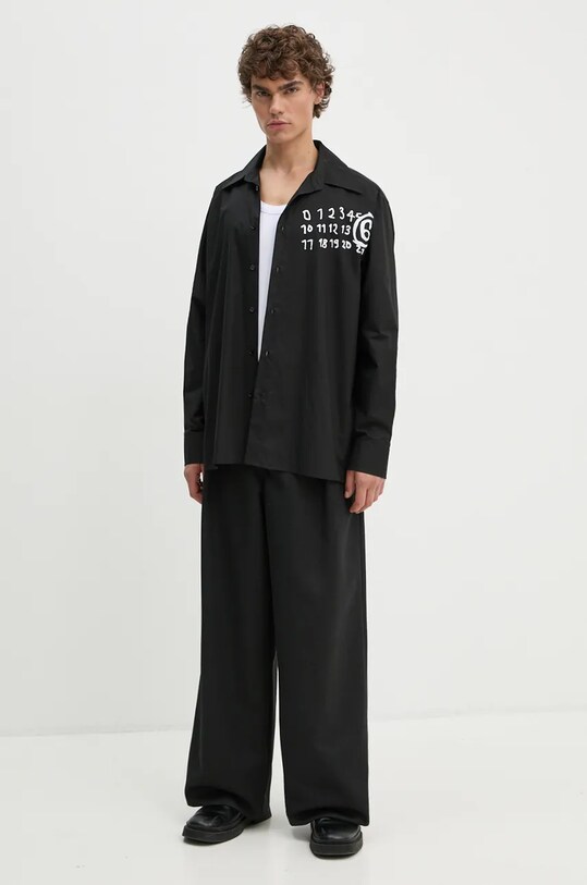 MM6 Maison Margiela cămașă din bumbac SH2DT0010.S47294 negru AW24