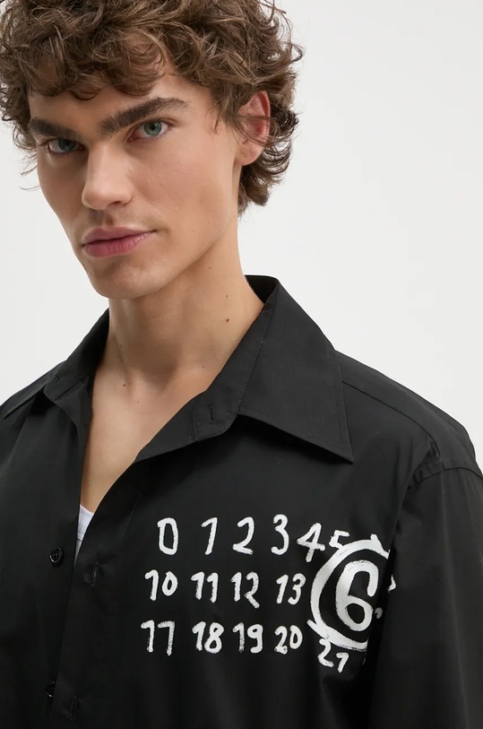 Bavlněná košile MM6 Maison Margiela černá SH2DT0010.S47294