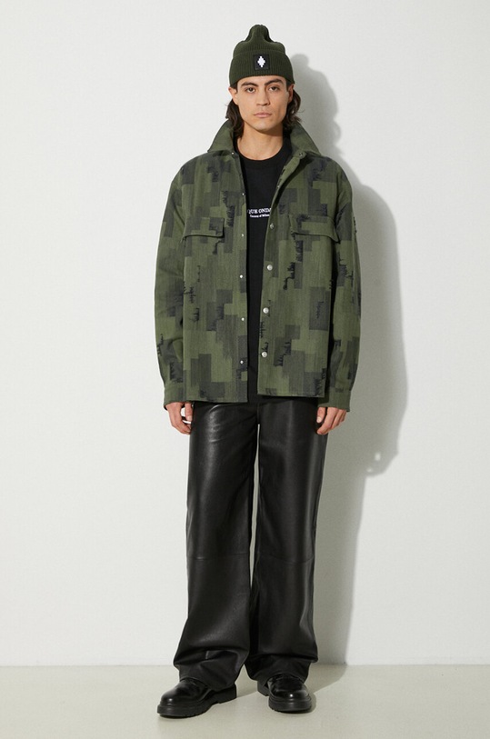 Marcelo Burlon giacca camicia AOP Cross Overshirt CMES005F24FAB0015810 verde AW24