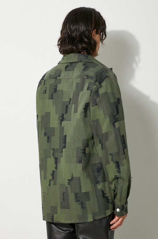 Abbigliamento Marcelo Burlon giacca camicia AOP Cross Overshirt CMES005F24FAB0015810 verde