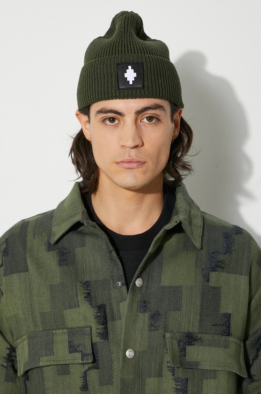 Marcelo Burlon giacca camicia AOP Cross Overshirt CMES005F24FAB0015810 verde