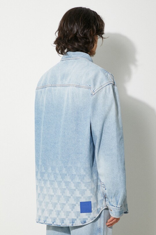 Одежда Джинсовая куртка Marcelo Burlon Laser Cross Dnm Overshirt CMYE01GF24DEN0014034 голубой