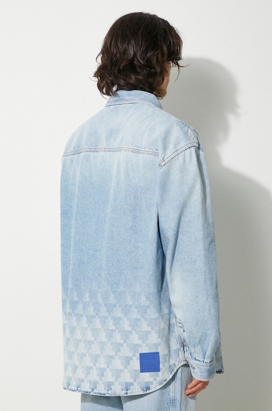 Одежда Джинсовая куртка Marcelo Burlon Laser Cross Dnm Overshirt CMYE01GF24DEN0014034 голубой
