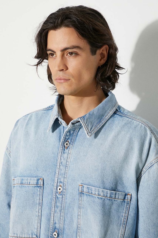 Джинсовая куртка Marcelo Burlon Laser Cross Dnm Overshirt CMYE01GF24DEN0014034 голубой