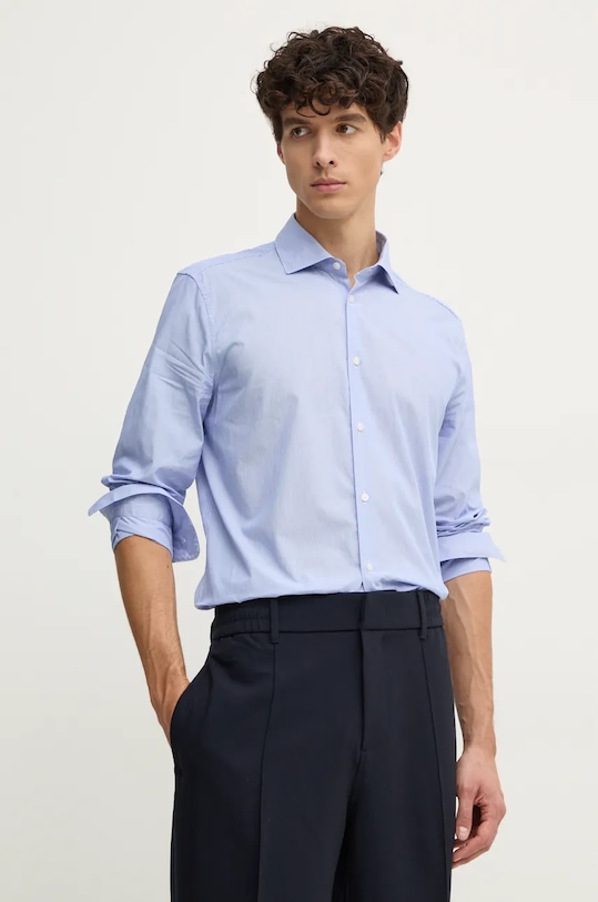 Бавовняна сорочка Sisley візерунок блакитний 5VJUSQ04C