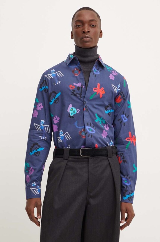 Desigual camasa din bumbac NUEVAJERSEY lung albastru 24WMCW28