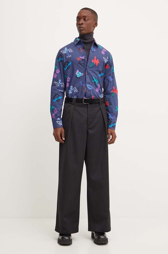 Desigual camasa din bumbac NUEVAJERSEY 24WMCW28 albastru AW24