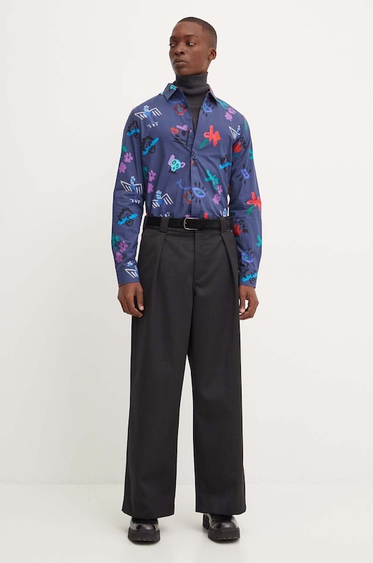 Desigual koszula bawełniana NUEVAJERSEY 24WMCW28 niebieski AW24