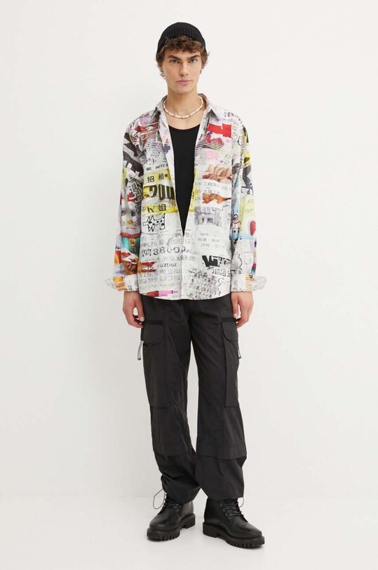 Desigual camasa din bumbac AMAURY 24WMCW11 gri AW24