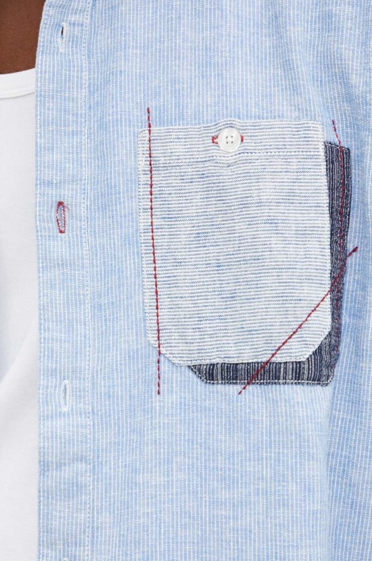 Desigual koszula z domieszką lnu ANDRES 24WMCW15 niebieski AW24