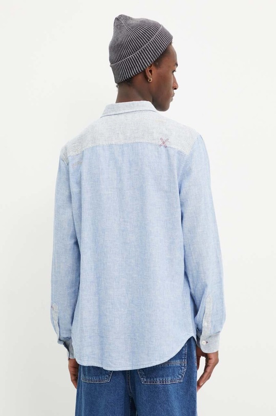 Desigual koszula z domieszką lnu ANDRES niebieski 24WMCW15