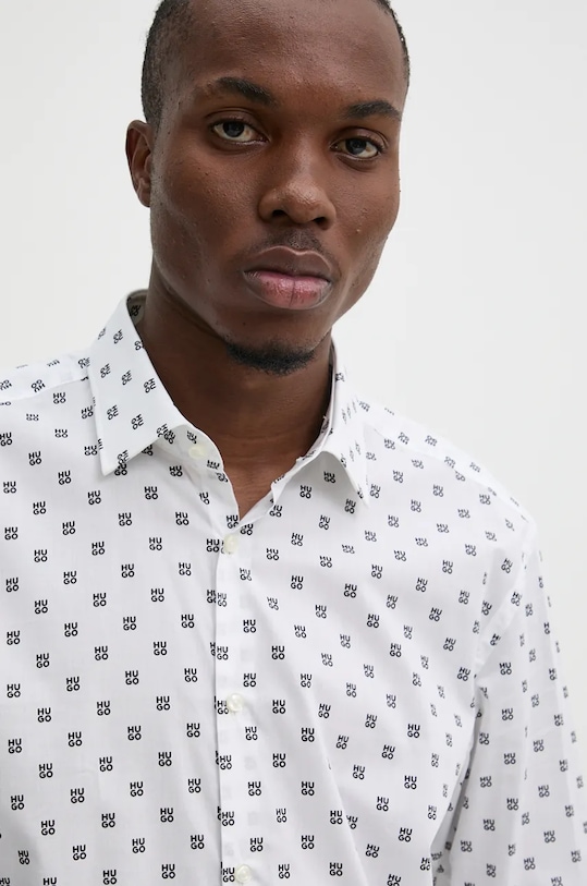 Памучна риза HUGO бял 50527863