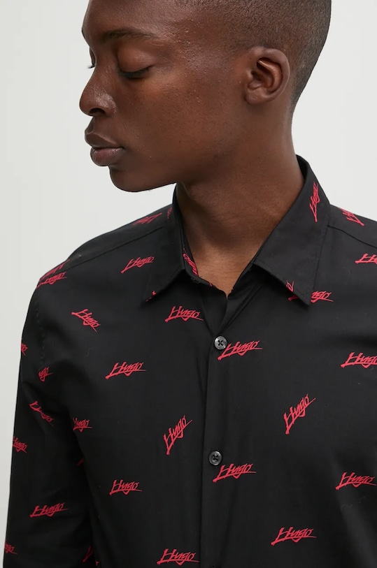 Bavlnená košeľa HUGO 50527426 čierna
