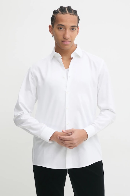 Памучна риза HUGO стандартна бял 50524847