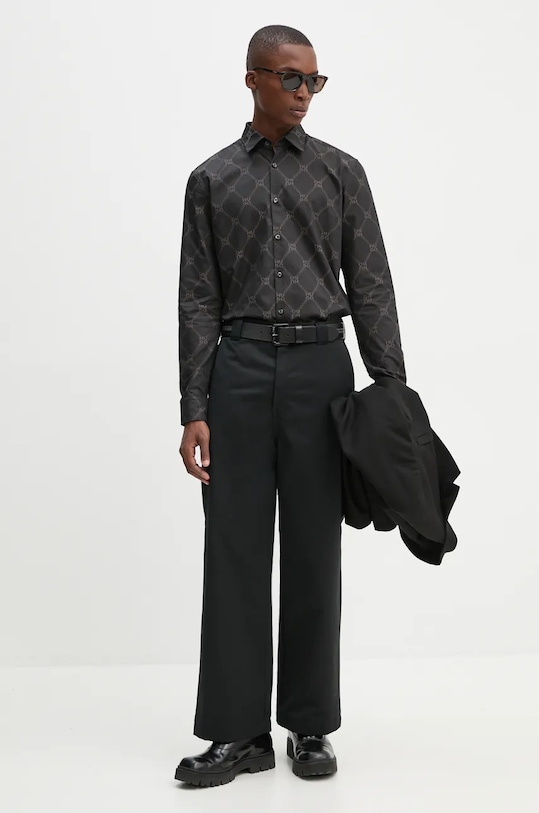 Bavlněná košile HUGO 50527459 černá AW24