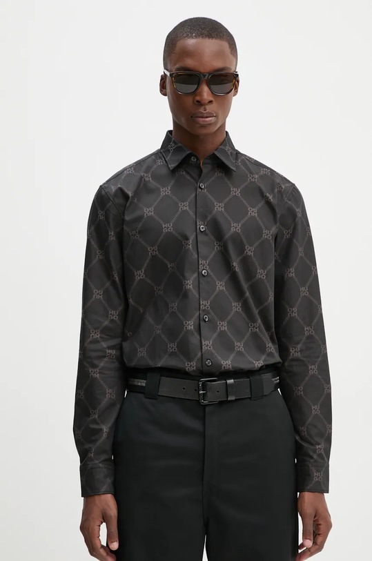 Bavlněná košile HUGO černá 50527459