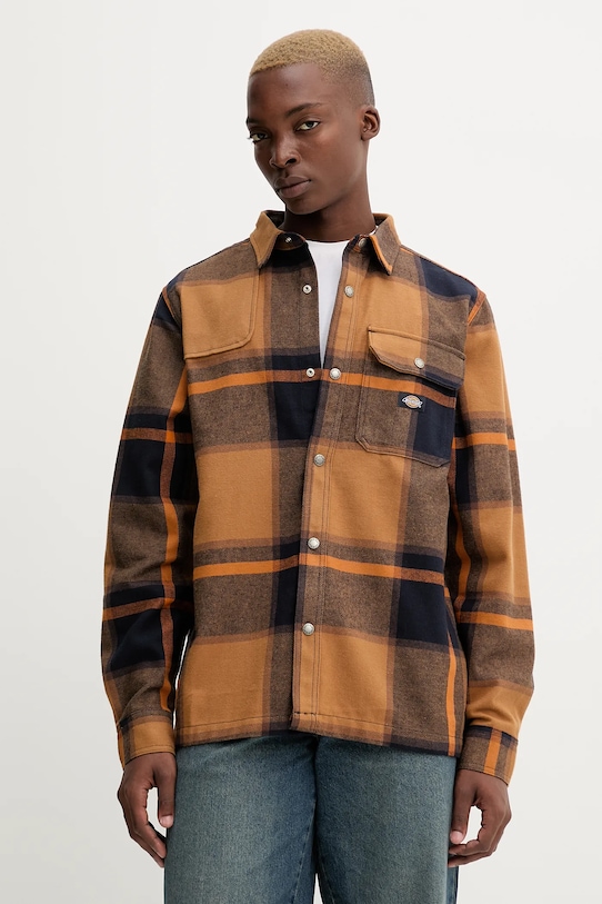 Dickies koszula bawełniana NIMMONS brązowy DK0A4XGU