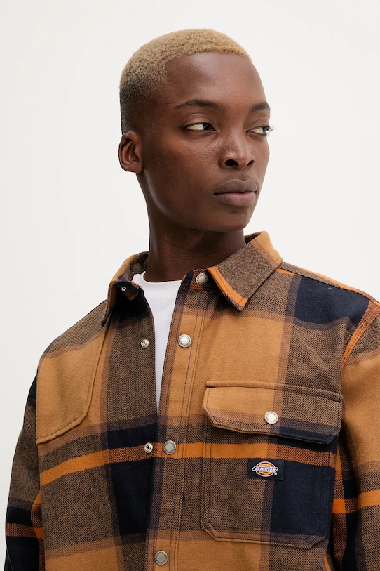 Dickies koszula bawełniana NIMMONS brązowy DK0A4XGU