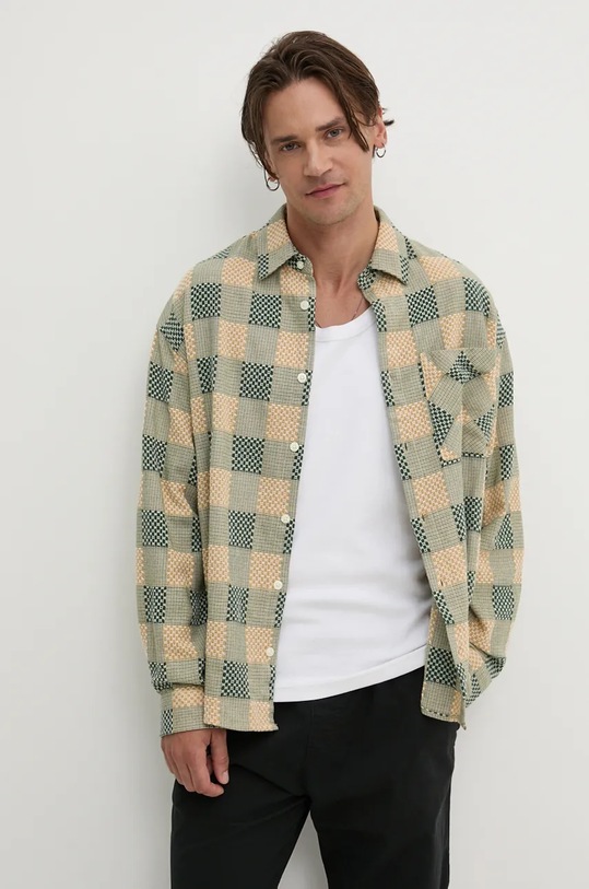 Памучна риза Desigual MICHIGAN свободна зелен 24WMCW40