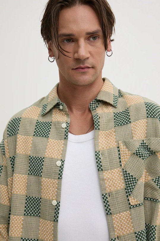 Памучна риза Desigual MICHIGAN зелен 24WMCW40