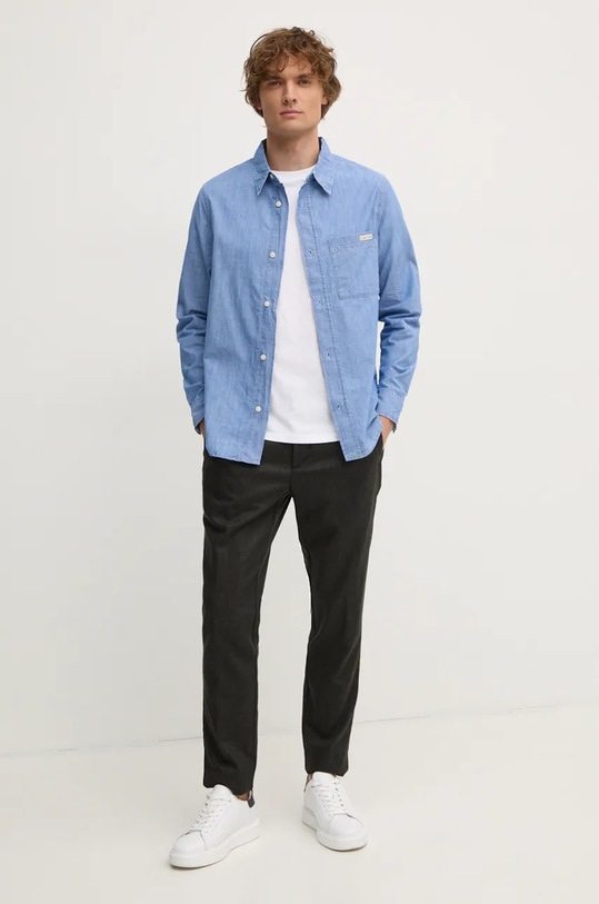 Одяг Бавовняна сорочка Calvin Klein Jeans J30J326676 блакитний