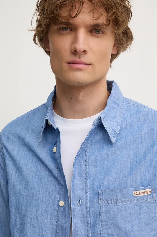 Бавовняна сорочка Calvin Klein Jeans J30J326676 блакитний