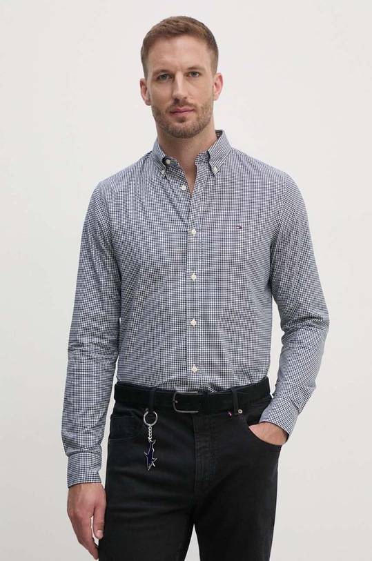 Bavlněná košile Tommy Hilfiger slim námořnická modř MW0MW34570