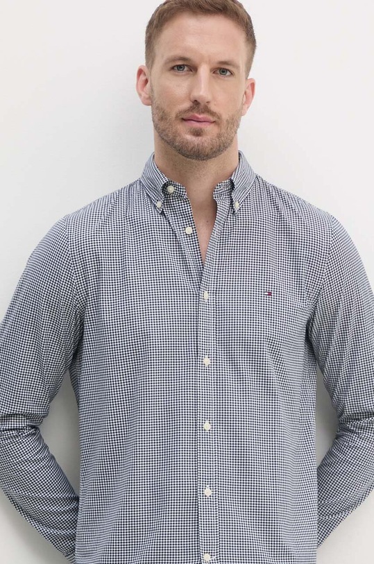 Bavlněná košile Tommy Hilfiger námořnická modř MW0MW34570